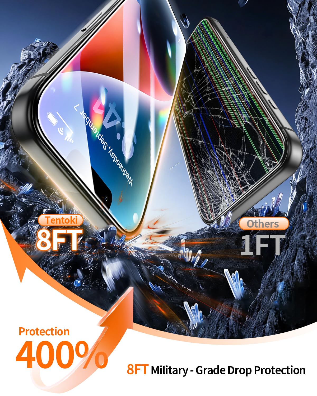 Tentoki Flash Fit Pro Premium HD Clear Glass for iPhone 13 Pro Max / iPhone 14 Plus - 2 Pack