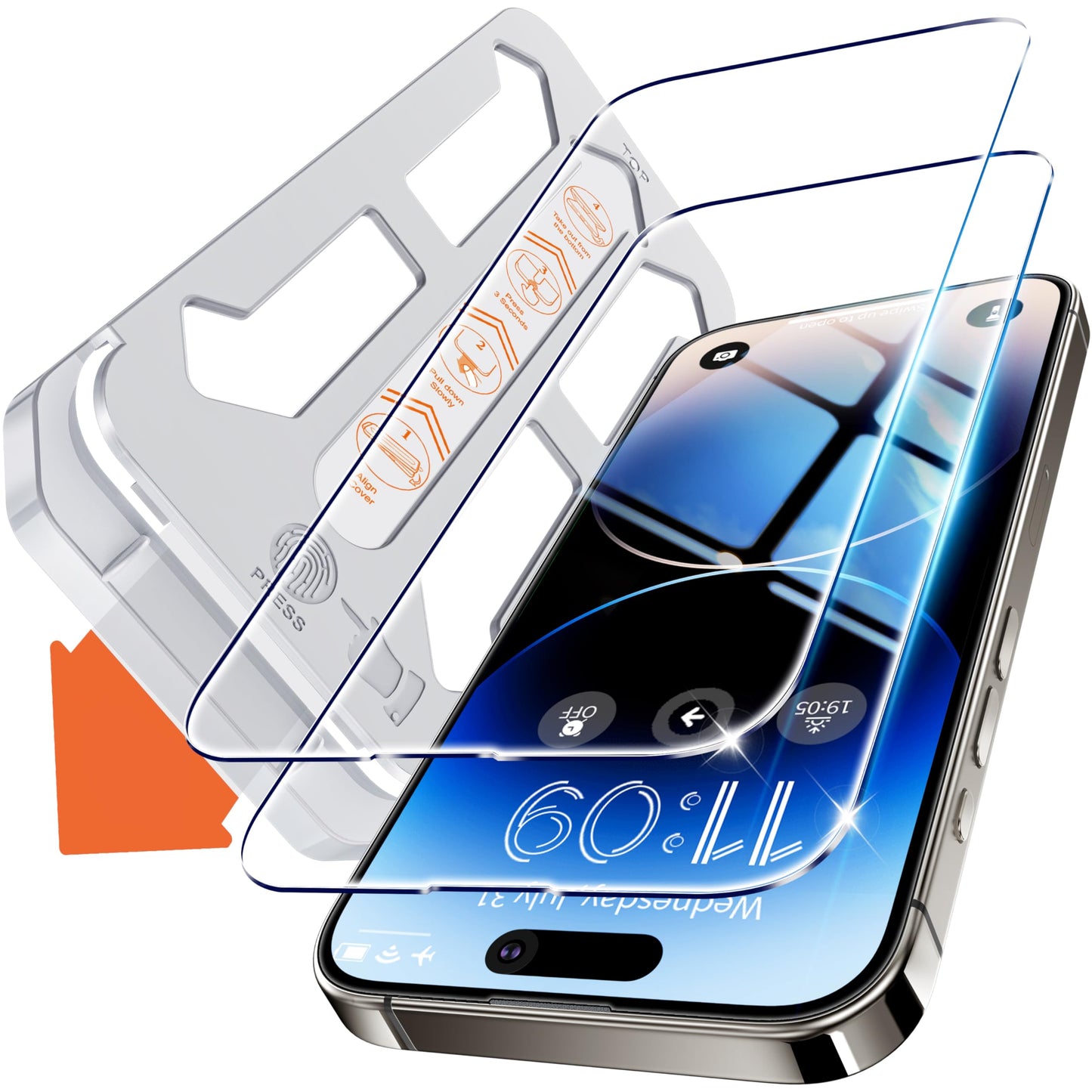 Tentoki Flash Fit Classic HD Clear Glass for iPhone 14 Pro Max - 2 Pack