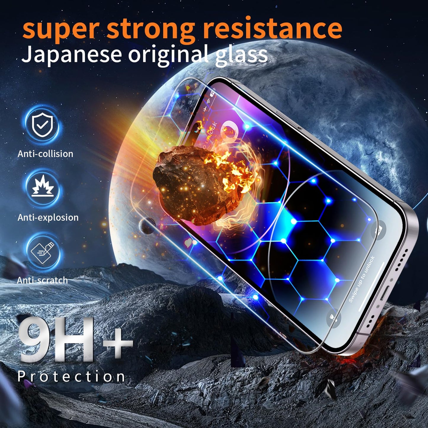 Tentoki Flash Fit Classic HD Clear Glass for iPhone 14 Pro - 2 Pack