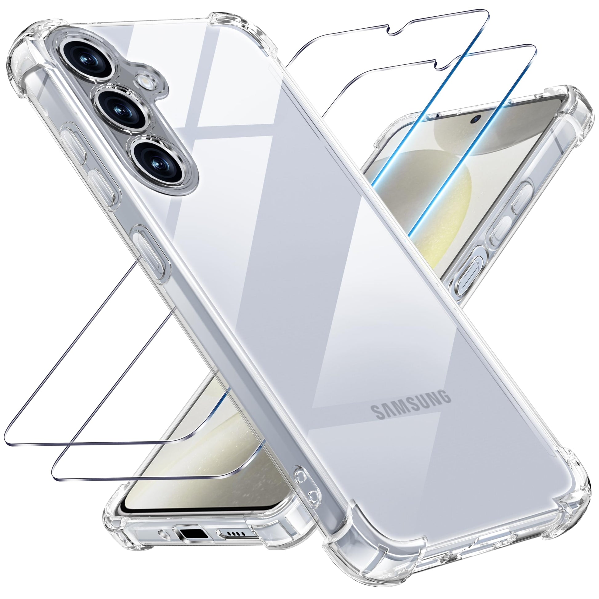 Tentoki Crystal Clear Protection Kit for Samsung Galaxy S24 5G - Case + 2 HD Glass