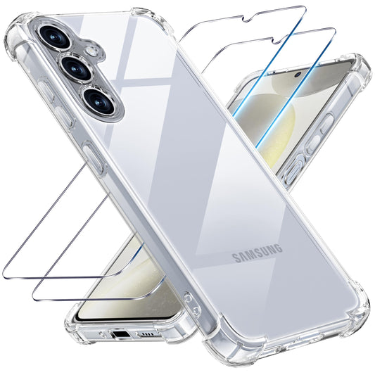 Tentoki Crystal Clear Protection Kit for Samsung Galaxy S24 5G - Case + 2 HD Glass