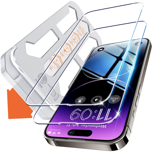 Tentoki Flash Fit Classic HD Clear Glass for iPhone 14 Pro - 2 Pack