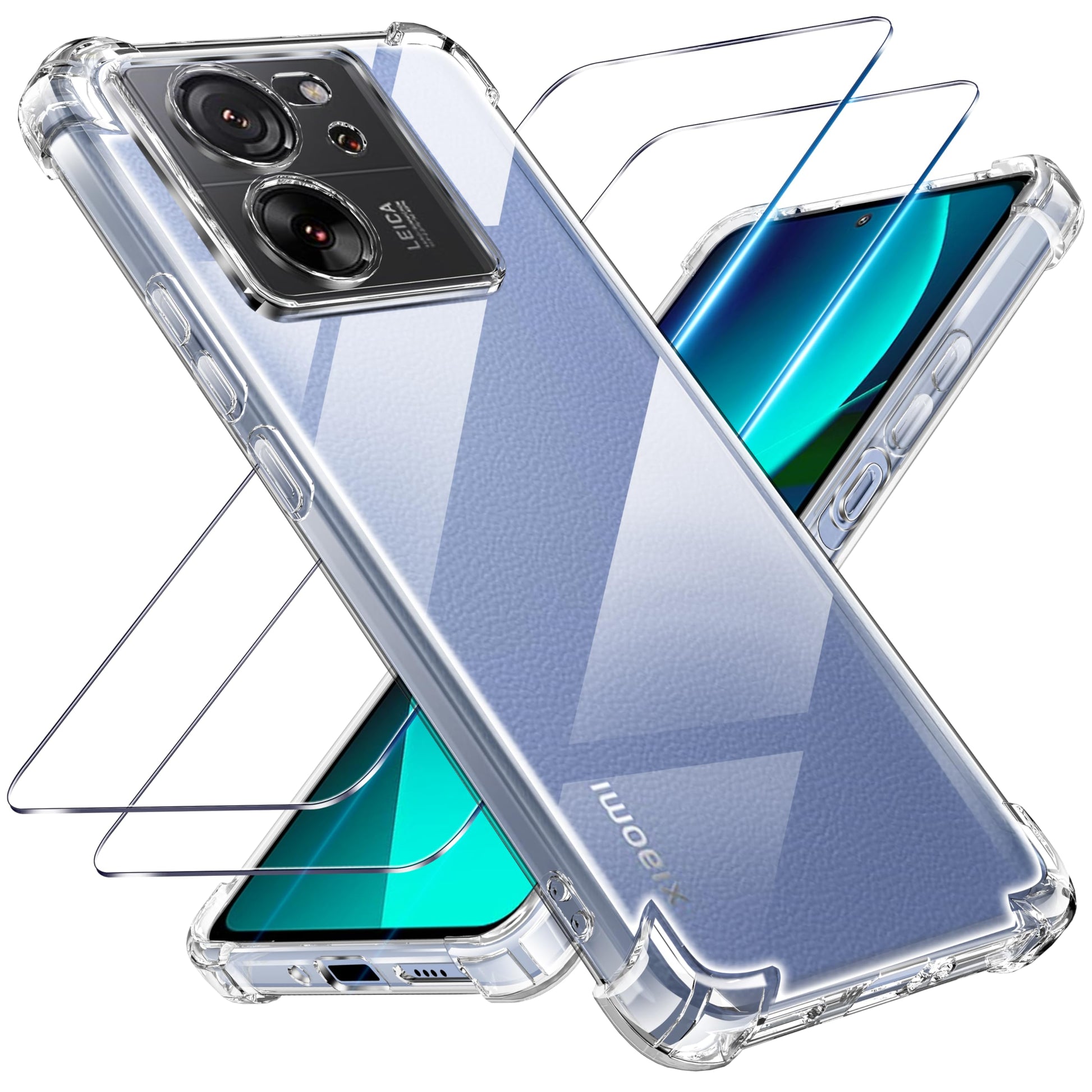 Tentoki Crystal Clear Protection Kit for Xiaomi 13T / Xiaomi 13T Pro - Case + 2 HD Glass