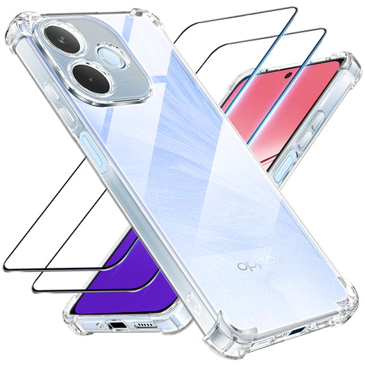 Tentoki Crystal Clear Protection Kit for Oppo A5 Pro - Case + 2 HD Glass