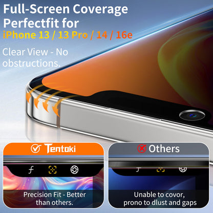 Tentoki Flash Fit Pro Privacy Glass for iPhone 13 / 13 Pro / 14 / 16e - 2 Pack