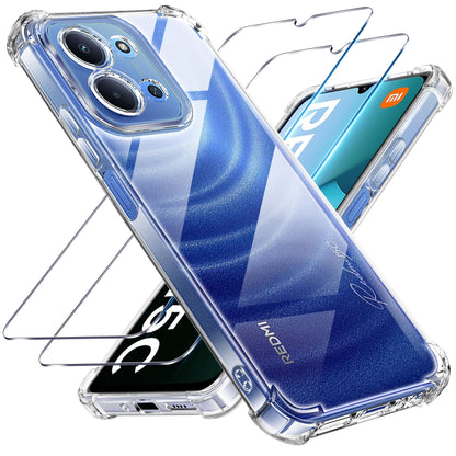 Tentoki Crystal Clear Protection Kit for Xiaomi Redmi 15c 4G +欧版 173mm - Case + 2 HD Glass