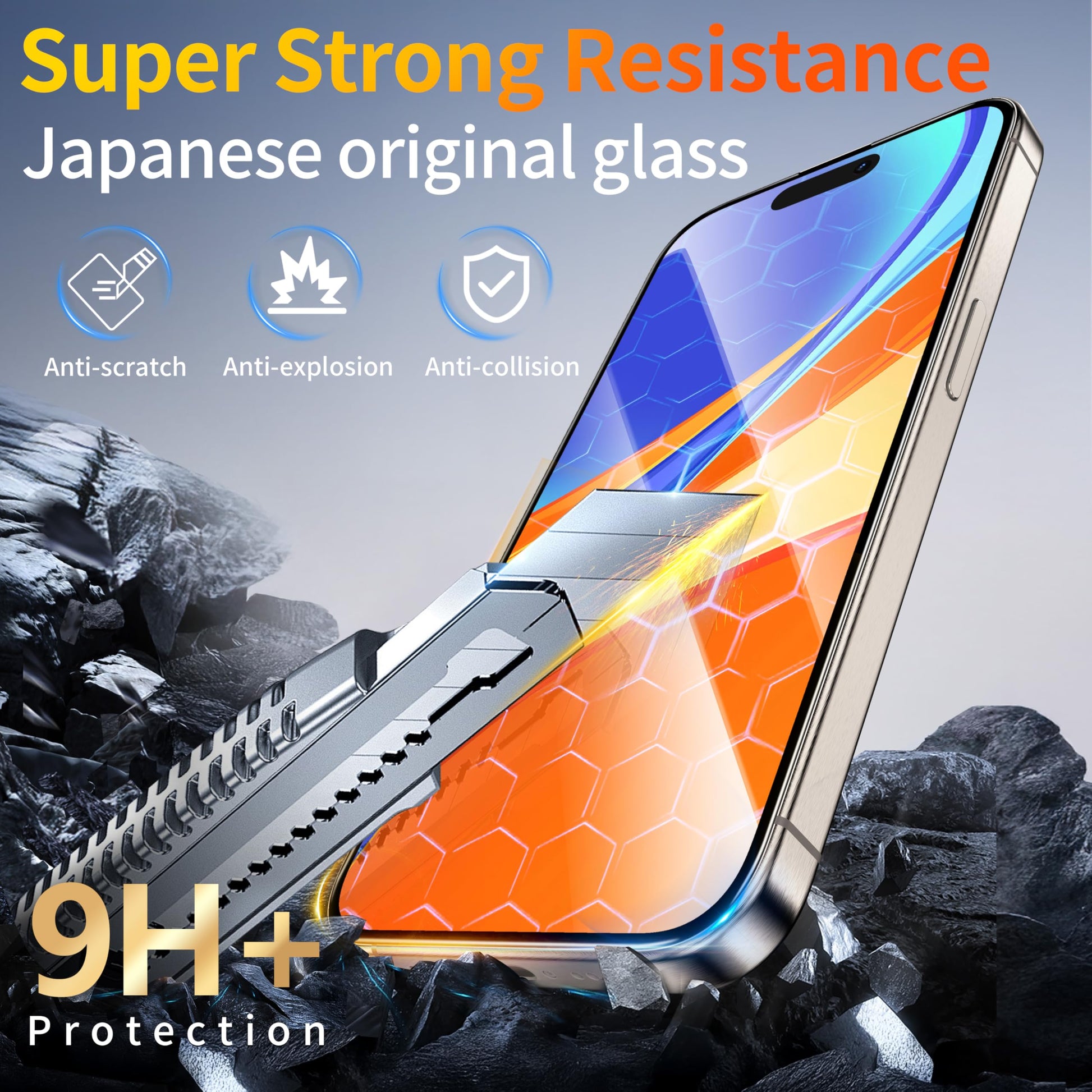 Tentoki Flash Fit Pro HD Clear Glass for iPhone 15 Pro - 2 Pack