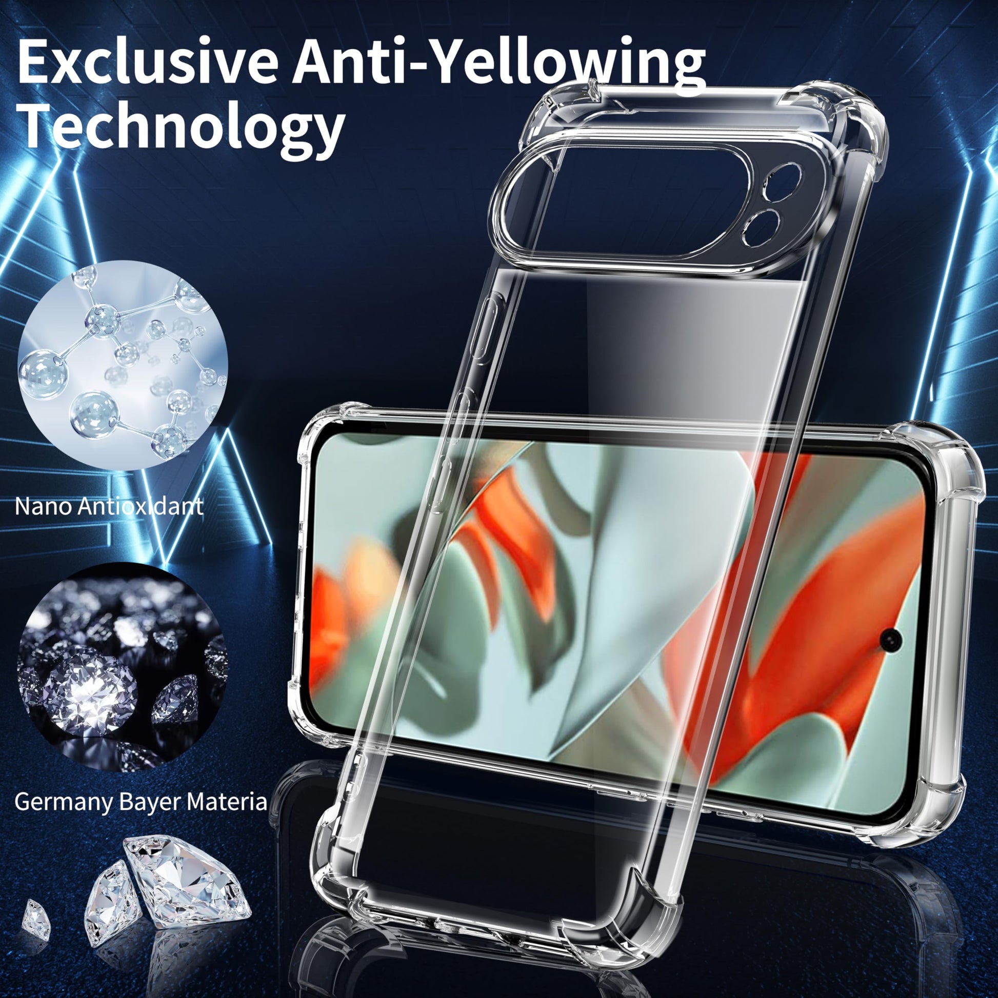 Tentoki Crystal Clear Protection Kit for Google Pixel 9 Pro XL - Case + 2 HD Glass