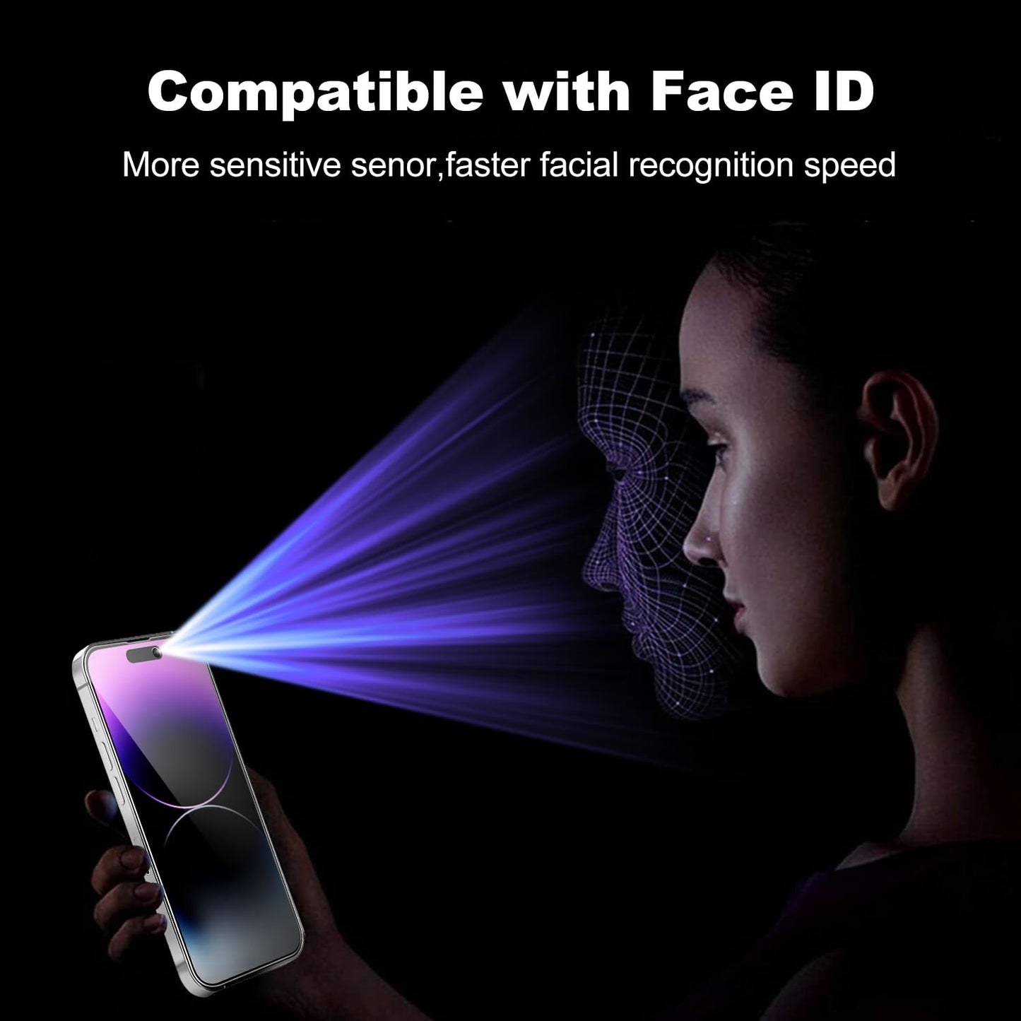 Tentoki Flash Fit privacy screen for tempered glass iPhone 13 Pro Max / 14 Plus 6.7 inch, protective film compatible with Face ID, 25° anti-spy 9H protective glass [privacy] [auto dust elimination] [HD clear] 2 pieces