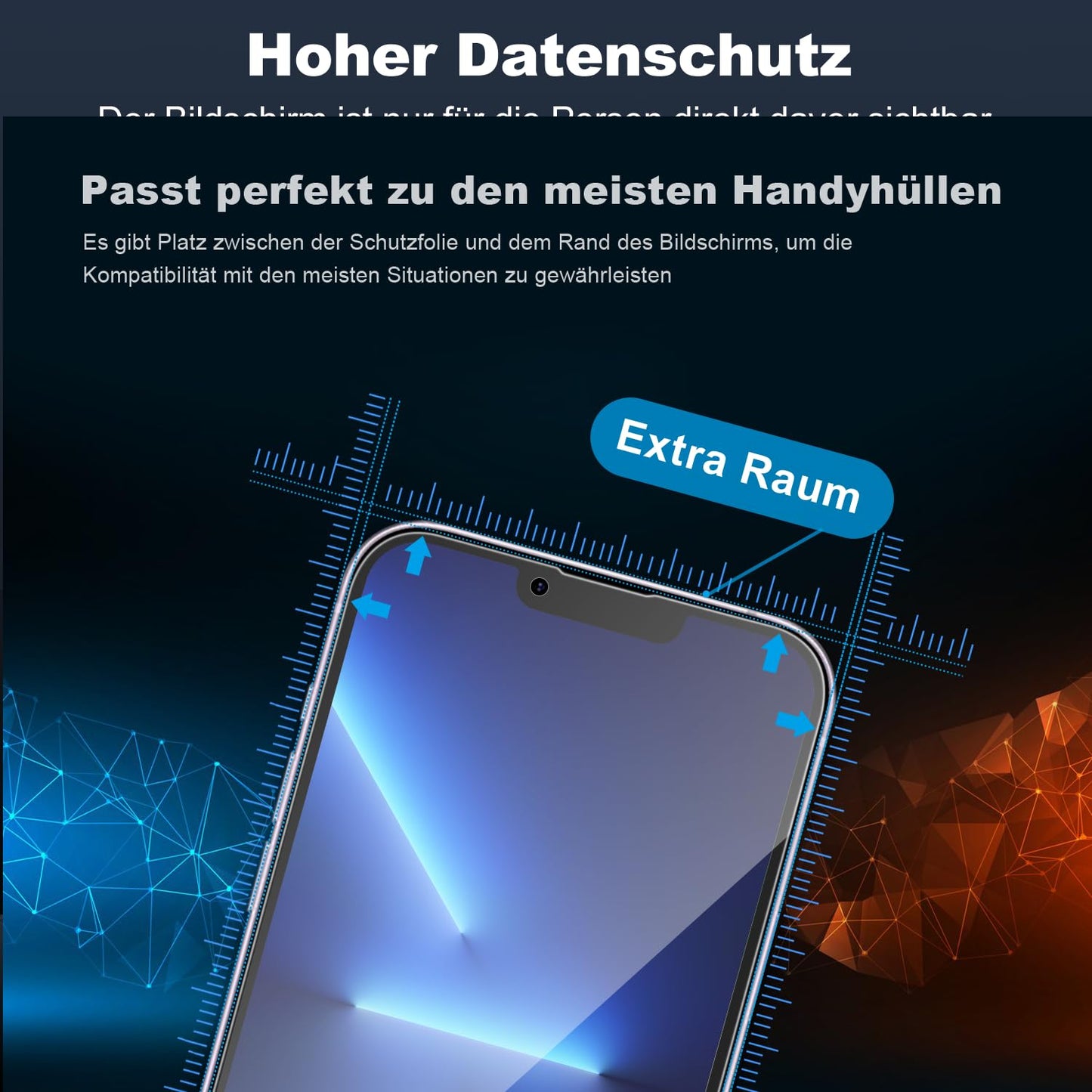 Tentoki Flash Fit privacy screen for tempered glass iPhone 14 Pro 6.1 inch, compatible with Face ID, 25° anti-spy premium 9H protective glass [ultra privacy] [auto dust elimination] [HD clear] 2 pieces